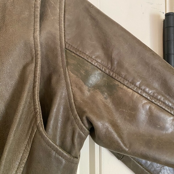 Sage Green Goatskin Leather Harley Davidson Jacket - Picture 4 of 12